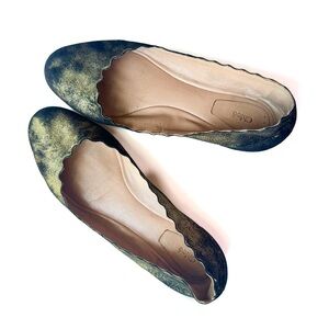 Chloe Green and Black Flats